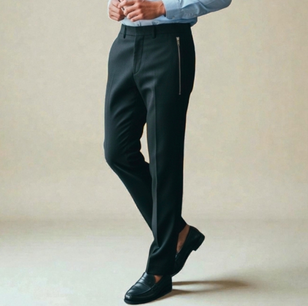 NWT Karl Lagerfeld Stretch Exposed Side Zip Detail Dress Pants Trousers 32 😀